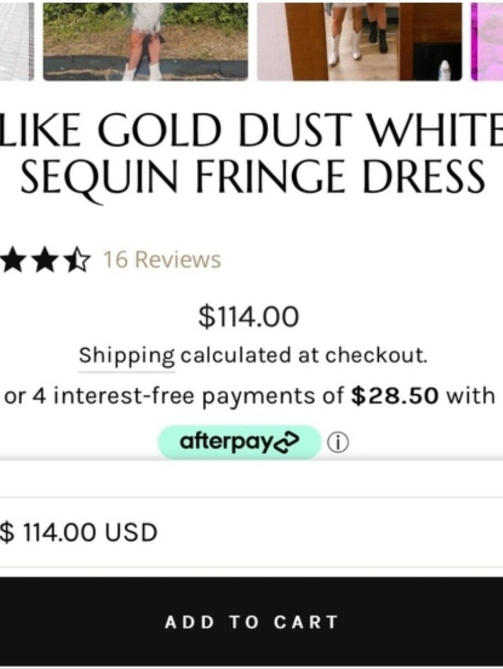 12th TRIBE Like Gold dust White SEQUIN fringe Dress Sz L - Picture 9 of 16